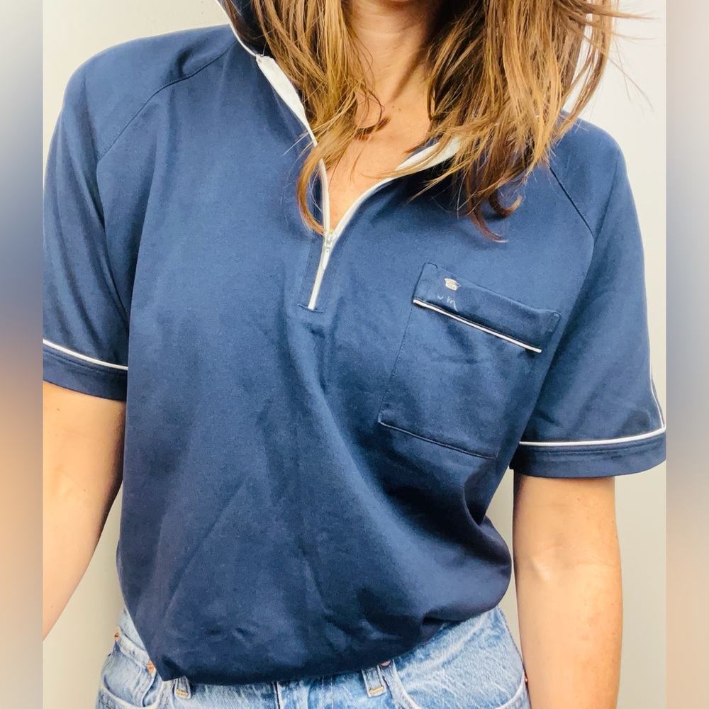 Vintage Countess Wara Navy Bowling Shirt — Size Large